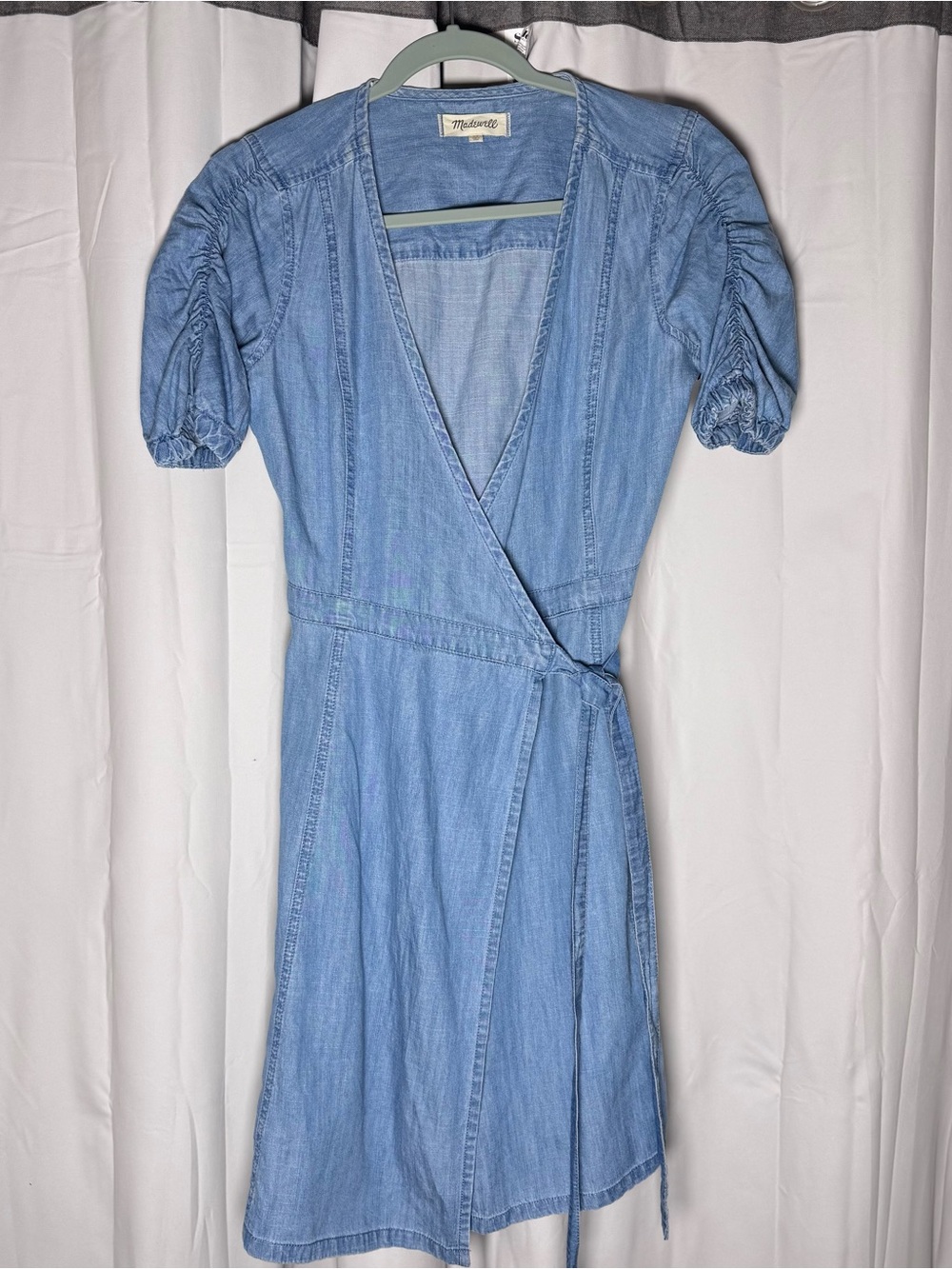 Madewell Chambray Wrap Dress in Light Blue